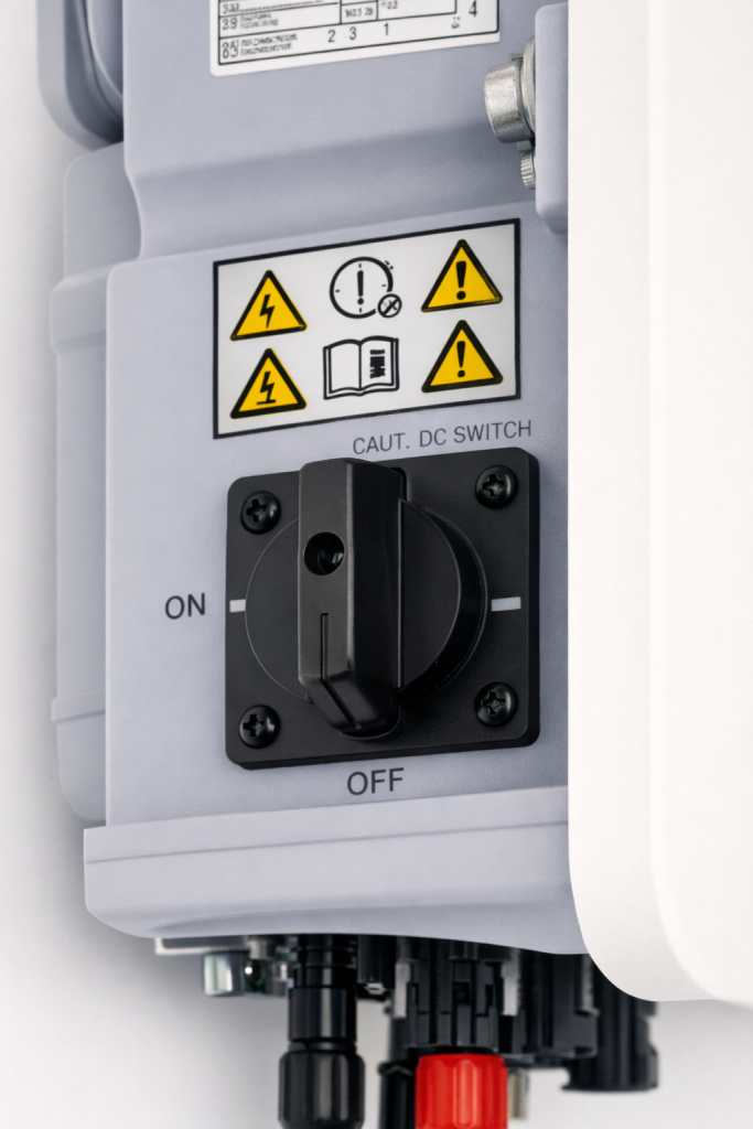 Inversor Huawei SUN2000 instalado por PICO INGENIEROS con interruptor DC visible'