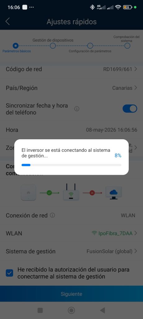 Conexion del inversor Huawei SUN2000 a una nueva red WLAN en FusionSolar